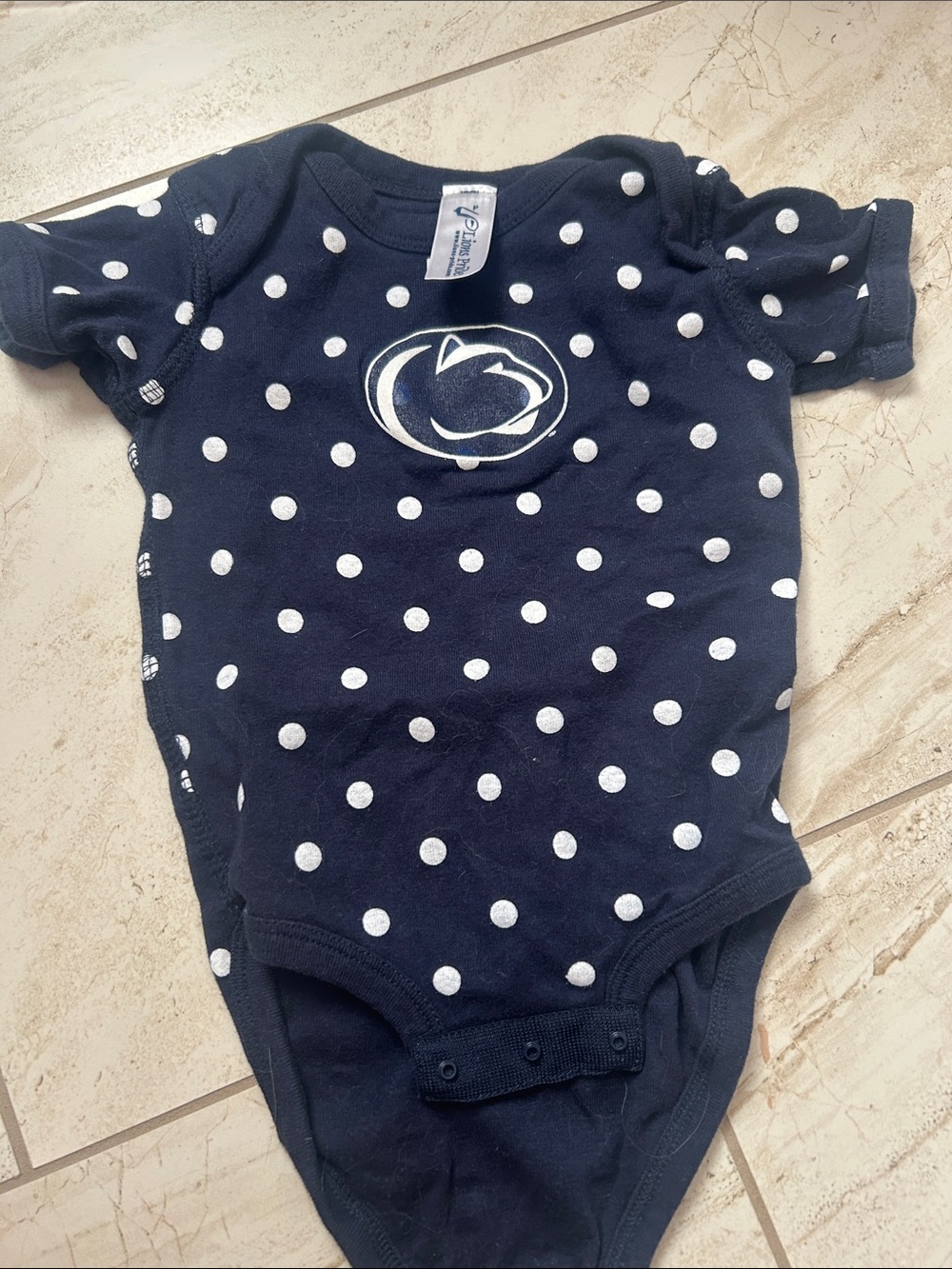 Lions Pride Navy Polka Dot Baby Onesie